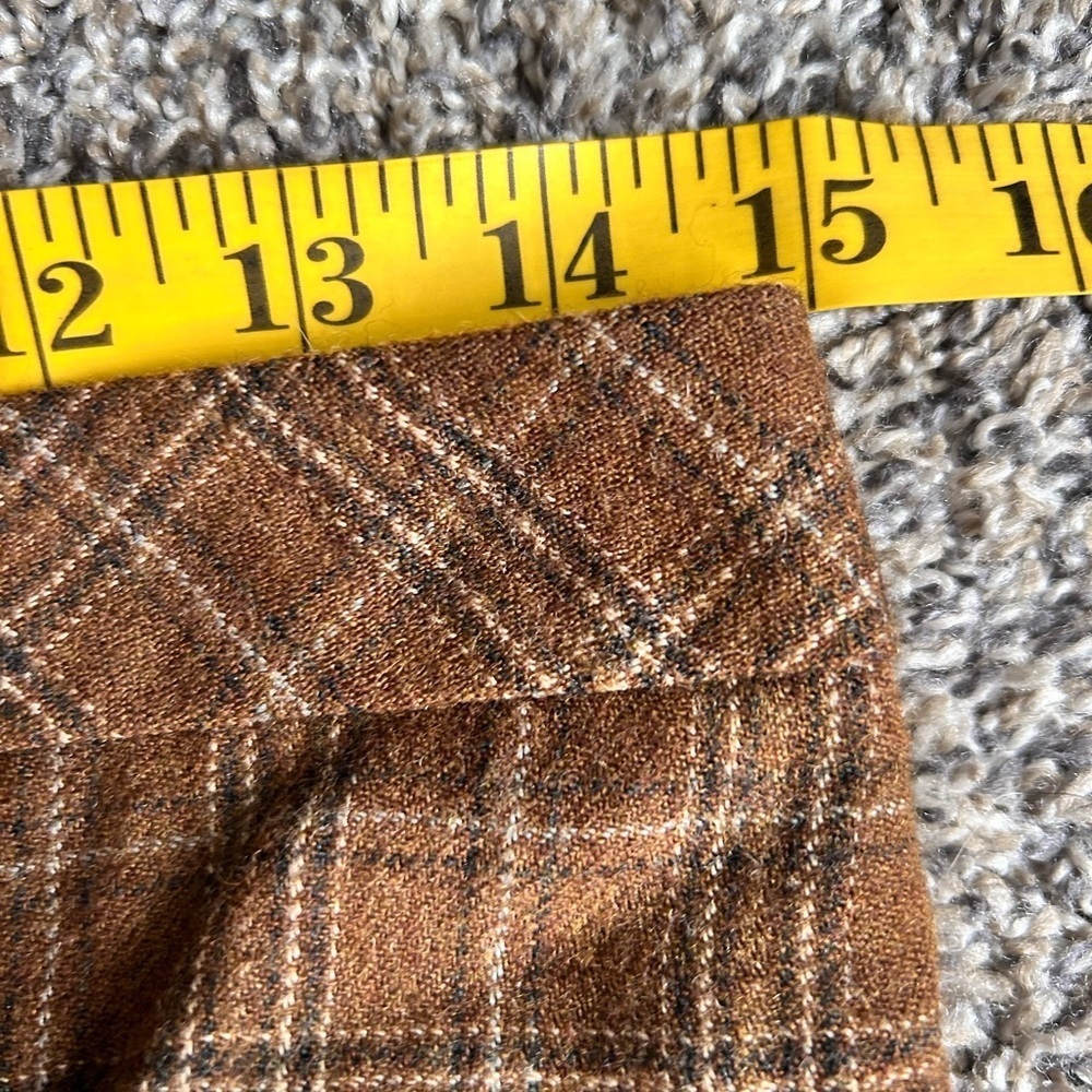 J. Crew 100% Wool No. 2 Pencil Skirt in Brown Plaid Pattern size 6 Petite - Picture 5 of 6